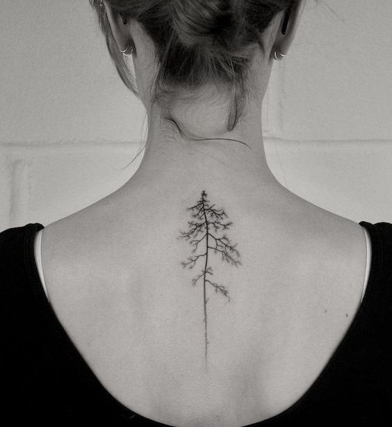 Le tatouage en forme d'arbre sera une décoration élégante sur la colonne vertébrale.