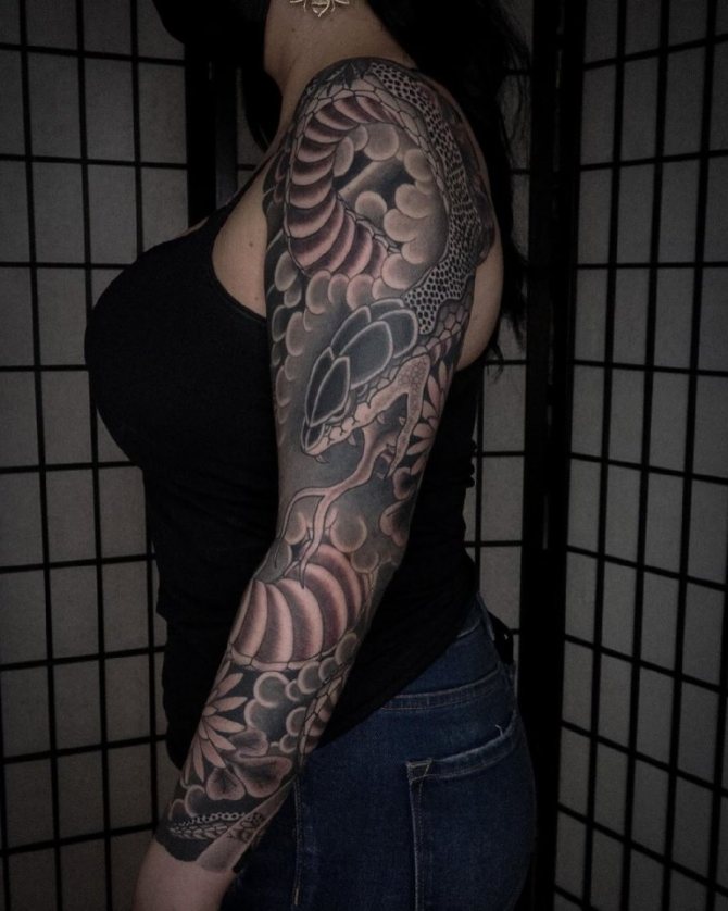 Tatouage de style japonais sur la main