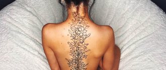 Tatouages le long de la colonne vertébrale pour les filles. Ceres, croquis
