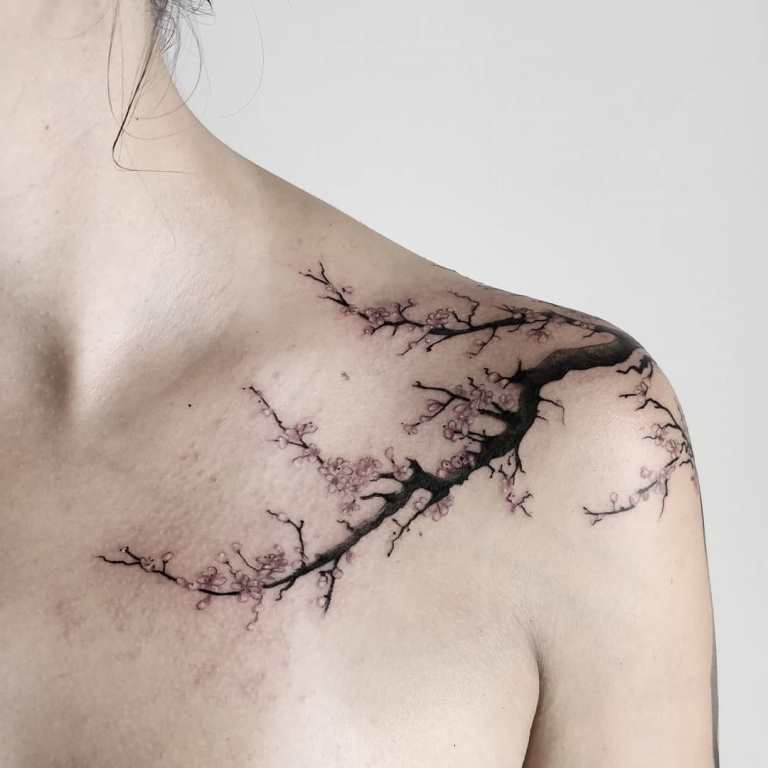 tatouage branche de cerisier