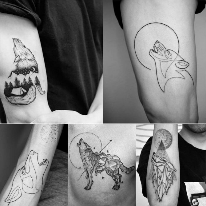 Loup tatoué - Subtilité du tatouage de loup - Loup hurlant à la lune