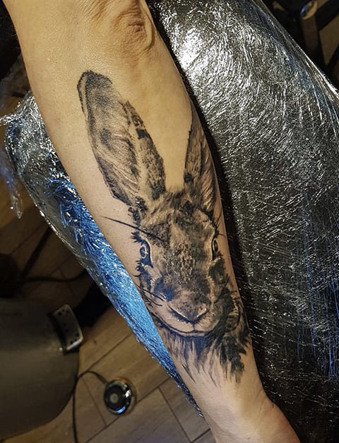 Tatouage d'un lièvre - photo