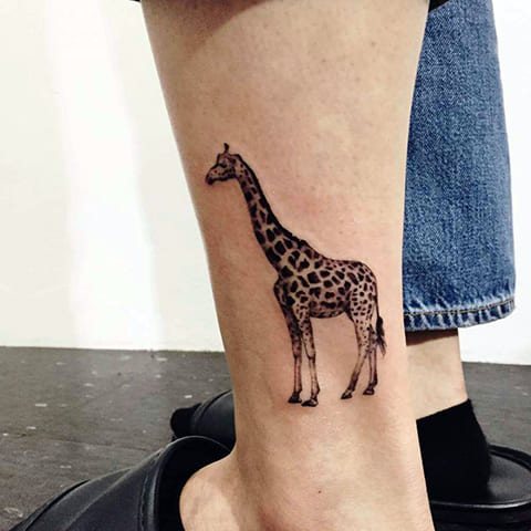 Tatouage girafe sur les jambes - photo