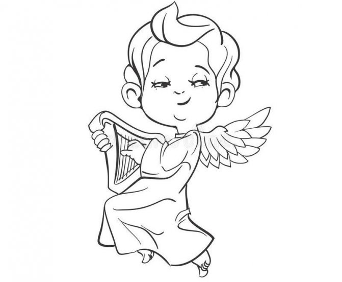 Tatouage d'ange volant avec instrument de musique