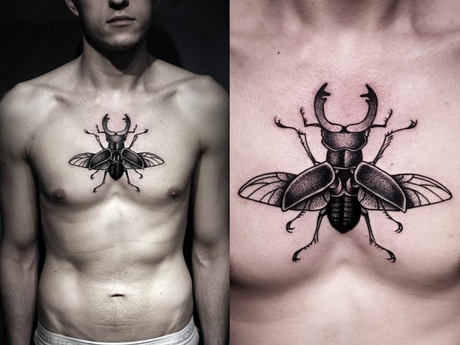 Tatouage amulette en forme de scarabée