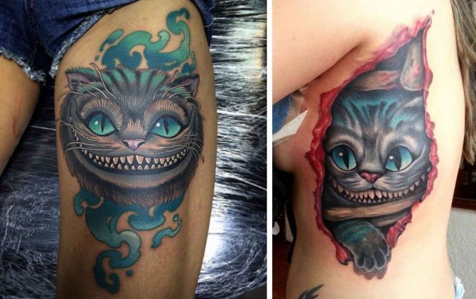 Tatouage du chat du Cheshire