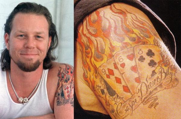 Tatouage James Hatfield : cartes et feu