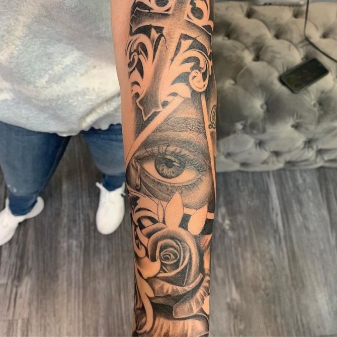 tatouage d'yeux dans un triangle