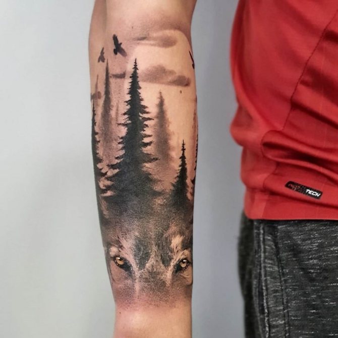 tatouage d'une forêt