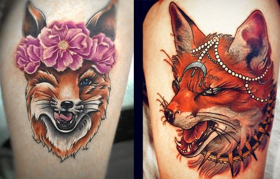 Tatouage de renard - signification pour les femmes en fonction de la zone du corps et de la manière de l'image