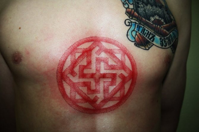 Tatouage masculin de l'amulette svarogi