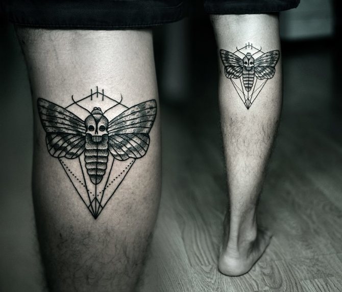 Tatouage de tibia de papillon de nuit