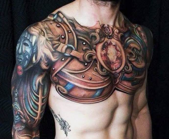 Tatouage sur la poitrine chez un homme