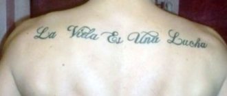 la vida es una lucha (la vie est une lutte) tatouage en espagnol