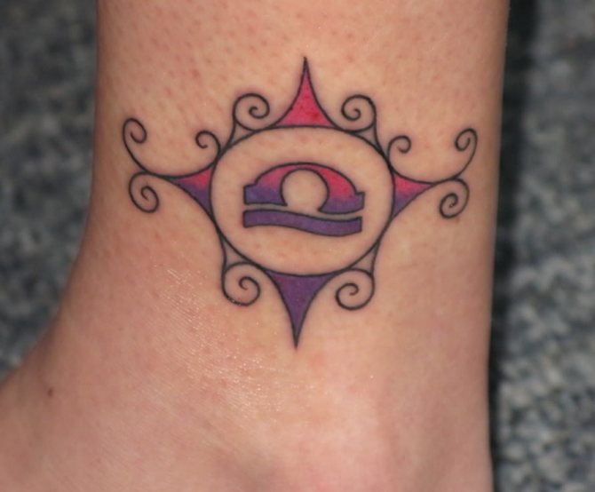 Signe du zodiaque de la Balance tatouage cheville