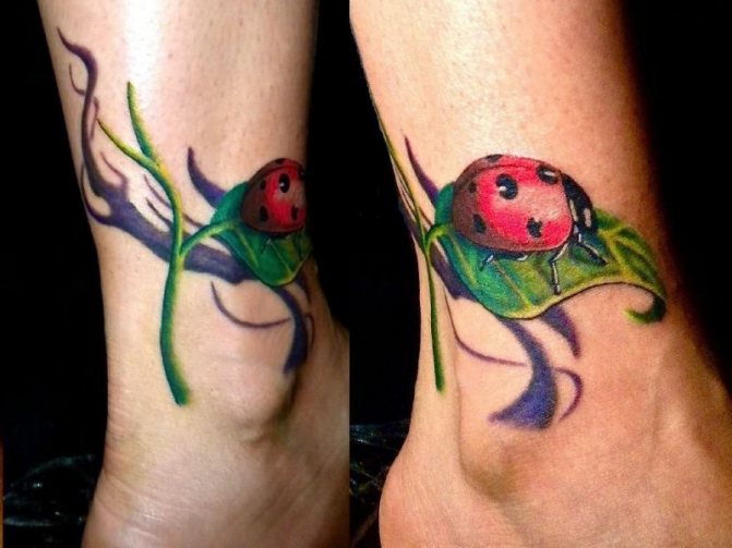 Tatouage de coccinelle à la cheville