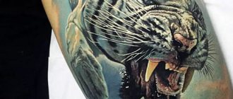 Tatouage d'un tigre souriant - photo