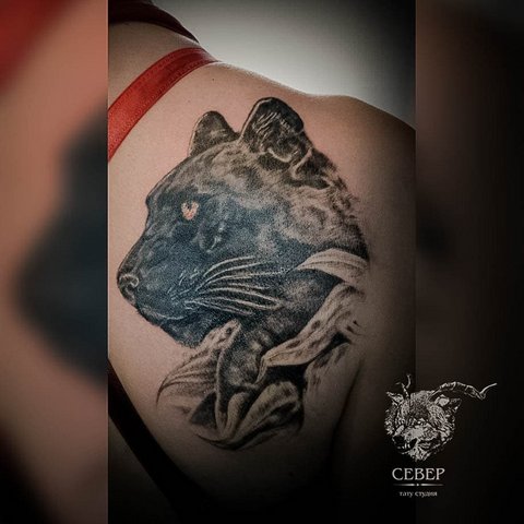 Tatouage de panthère sur la clavicule