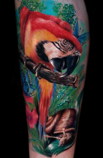 Tatouage d'un perroquet
