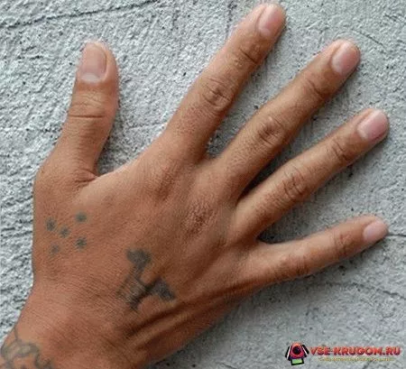Tatouage de cinq points sur la main