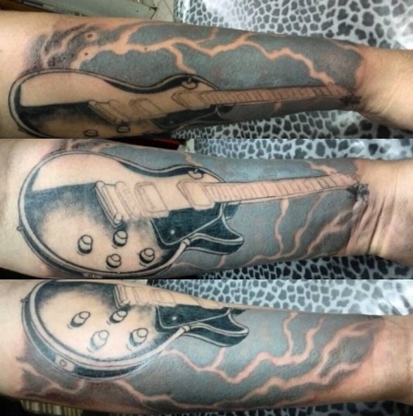 Tatouage d'une guitare rock