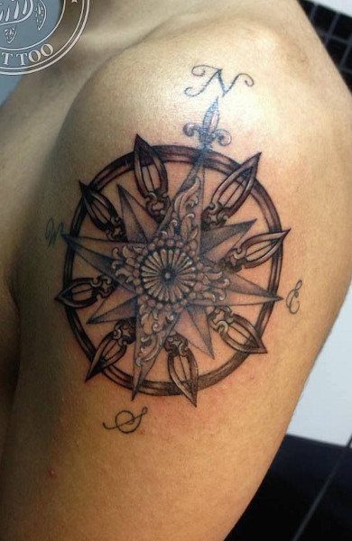 Tatouage de la rose des vents