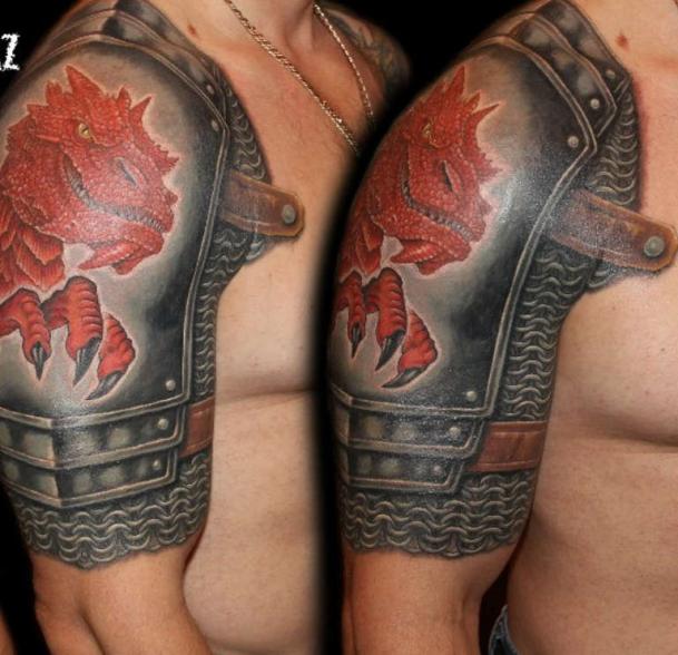 Tatouage d'une armure de chevalier