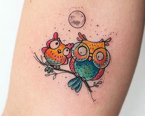 Tatouage de la chouette et de la lune