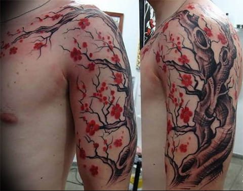Tatouage avec des fleurs de cerisier