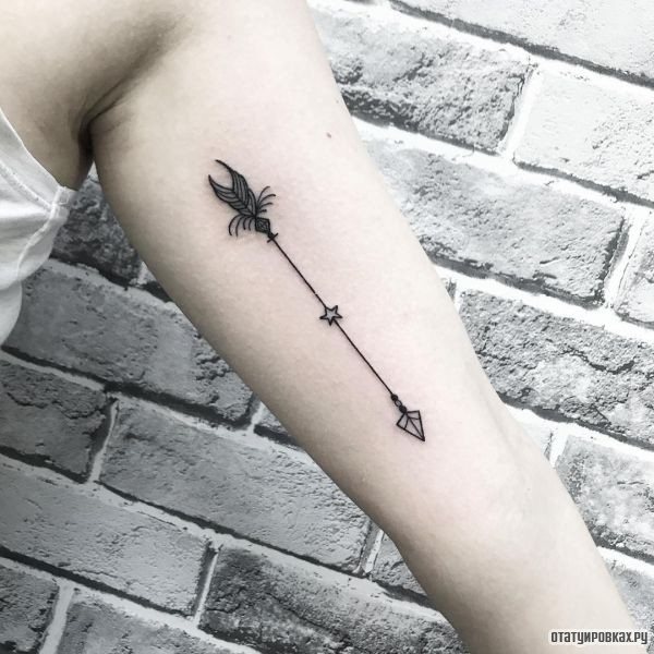 Flèche tatouée sur le bras d'une fille