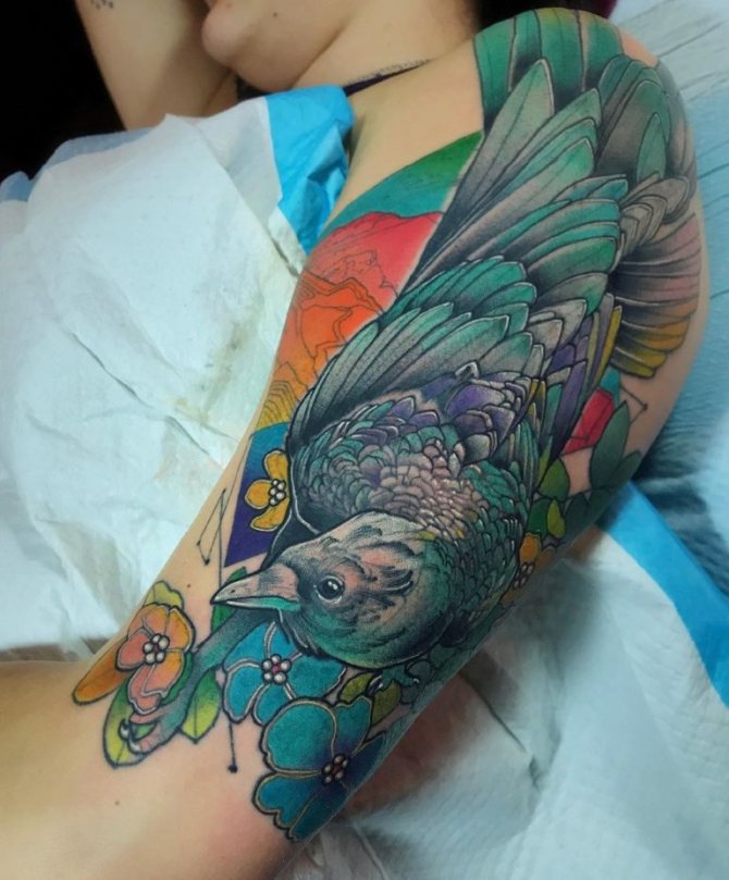 Tatouage d'un corbeau
