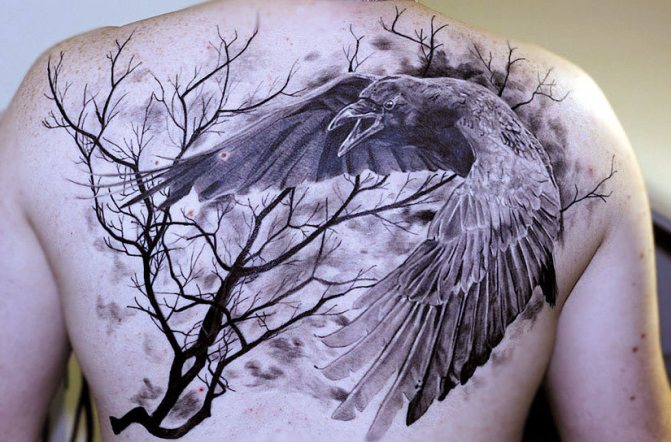 Tatouage d'un corbeau