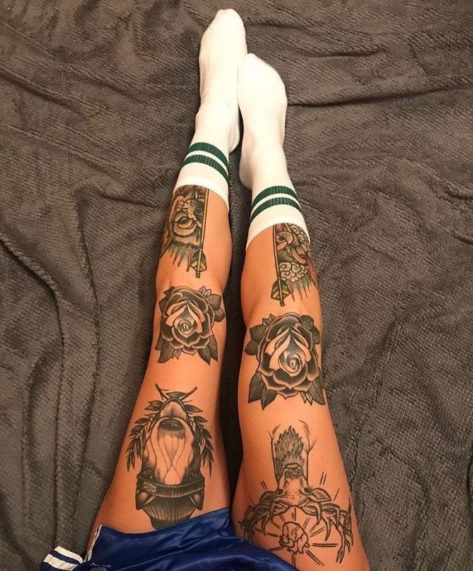 Tatouages sur la jambe des filles
