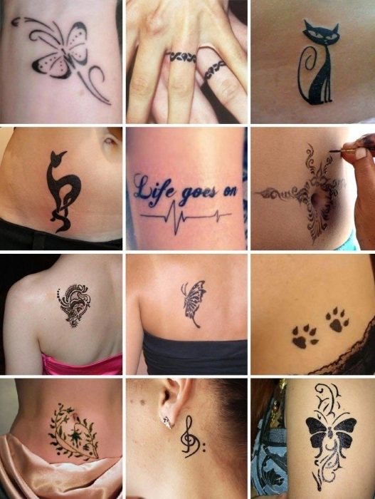 Tatouages temporaires. Comment faire à la maison : stylo gel, henné, peinture, autocollants, colorés et noir et blanc, avec un crayon pour les yeux, marqueur, avec un pochoir