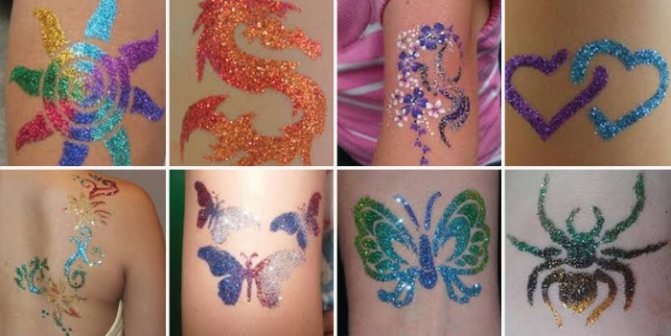 Tatouages temporaires. Comment faire à la maison : stylo gel, henné, peinture, autocollants, colorés et noir et blanc, crayon pour les yeux, marqueur, avec un pochoir.