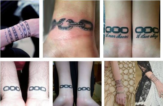 tatouage sur le poignet - chaînes
