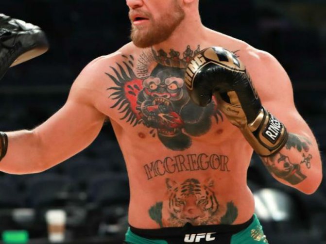 Le torse de McGregor, avec ses tatouages.