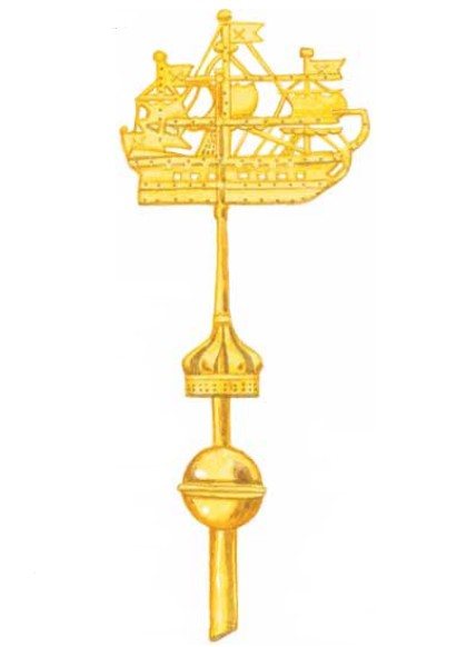 Trois-mâts d'or sur la flèche de l'Amirauté