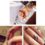 Trois photos des tatouages d'Aiza Dolmatova