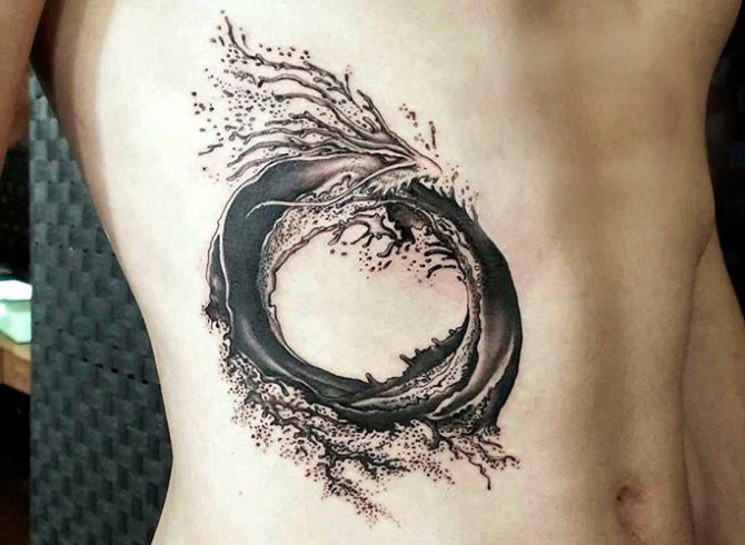 Tatouage Ouroboros. Croquis, c'est-à-dire autour du bras, de la jambe, du poignet, du dos et du cou.