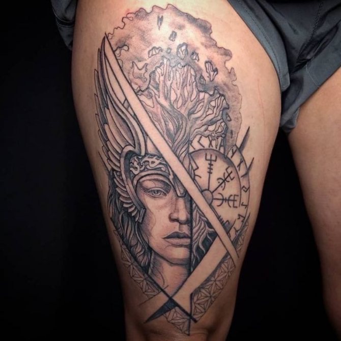 Croquis d'un tatouage de Valkyrie