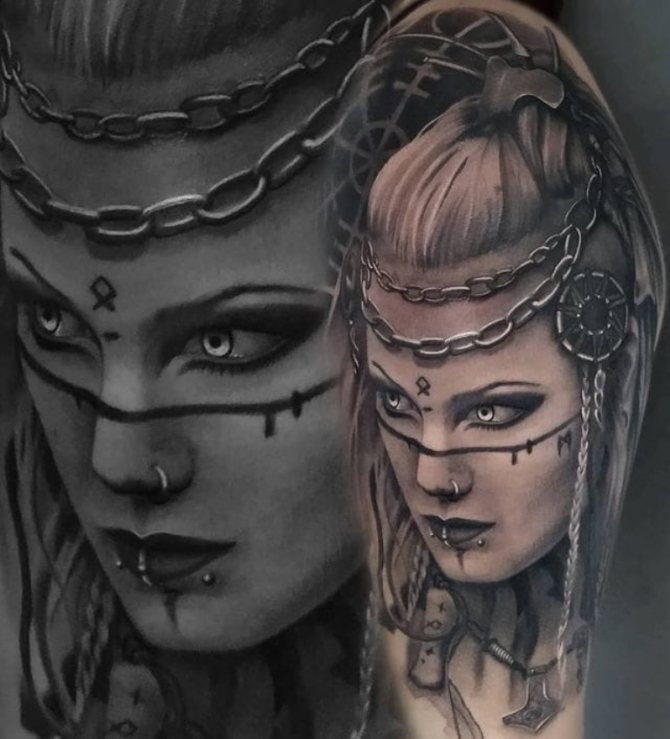 dessin de tatouage slave valkyrie