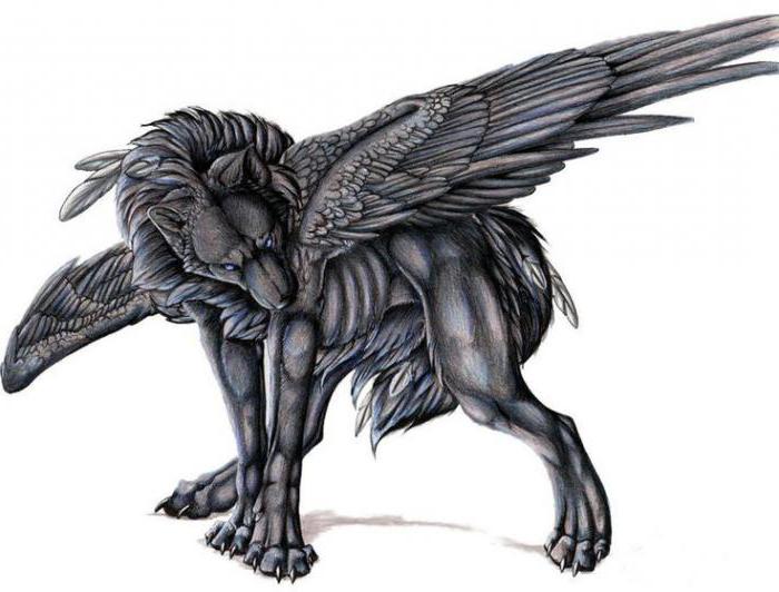 loup avec des ailes crayon