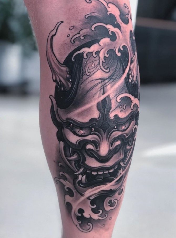 Masques de démons japonais : tatouage pour filles et garçons