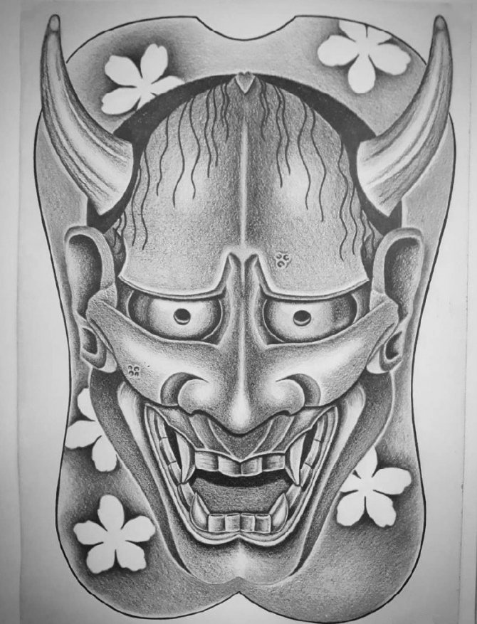 Masques de démons japonais : tatouages pour hommes et femmes