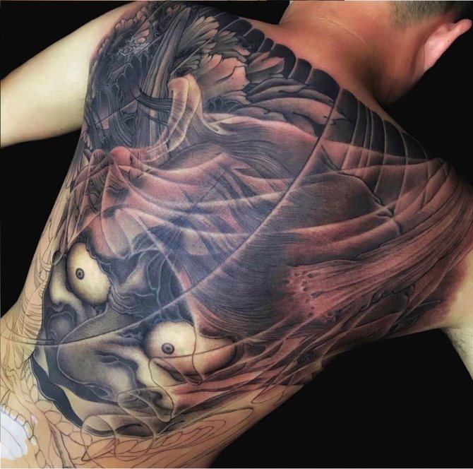 Masques de démons japonais : tatouages pour filles et garçons