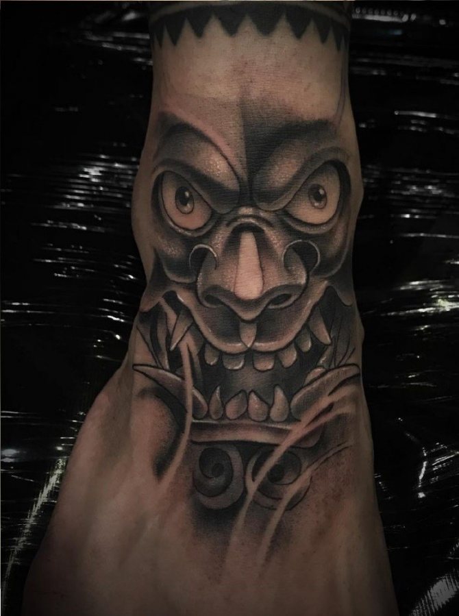 Masques de démons japonais : tatouages pour hommes et femmes