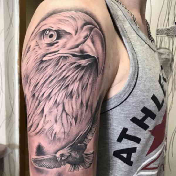 Tatouage de faucon sur l'épaule