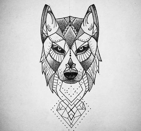 Grand croquis pour un tatouage de cou de loup
