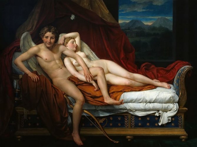 Jacques-Louis David Cupidon et Psyché Lieu : Cleveland Museum of Art, États-Unis. Une nuit, Psyche a décidé d'aller voir les Sp Sp Sp Sp.